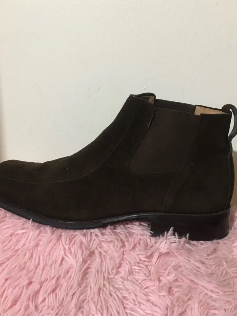 Zengara men’s brown suede ankle boots with a distinct square toe design Sz 9M